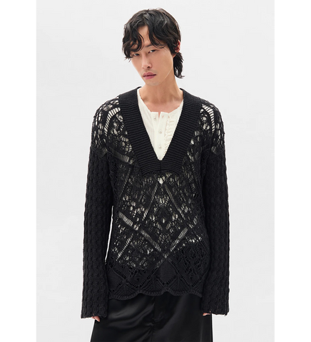 RUNAR DEEP V-NECK COMFORT SWEATER BLACK