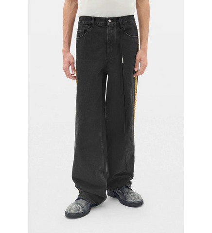 HANNO 5-POCKETS STRAIGHT LEG LOOSE TROUSERS FADED BLACK