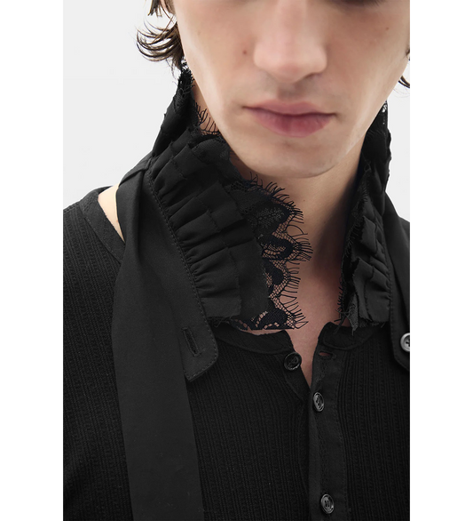 TOSTEN LACE RUFFLED COLLAR BLACK