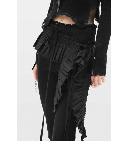 SAFIRA LONG RUFFLED BELT BLACK