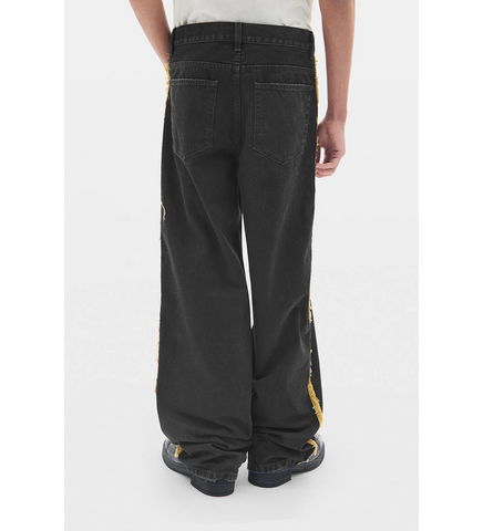 HANNO 5-POCKETS STRAIGHT LEG LOOSE TROUSERS FADED BLACK