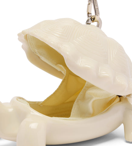 TORTOISE BAG W/PEARL CROSSBODY STRAP CREAM