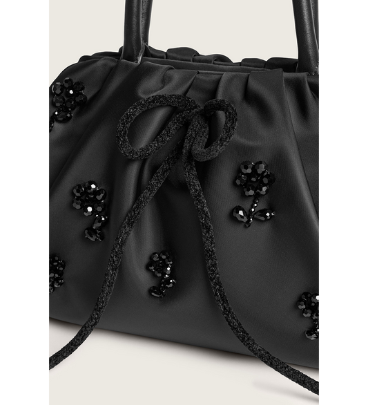 GATHERED TOP HANDLE BAG BLACK/BLACK/JET