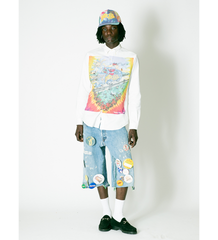 ROAD TRIP BUTTON-DOWN SHIRT WHITE XL