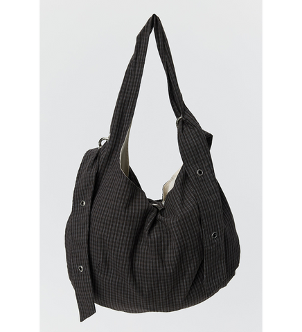 EYELET SHOULDER BAG DARK LINEN CHECK