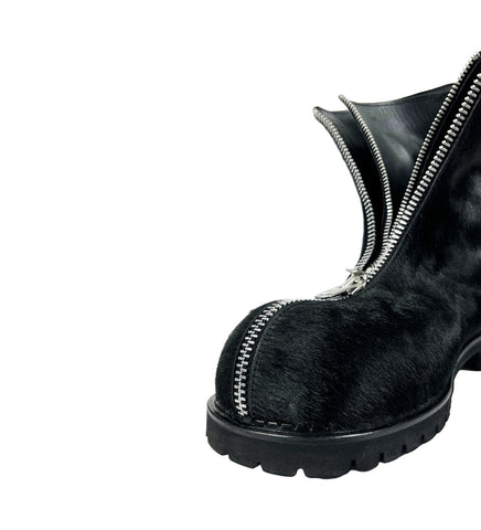BIG FOOT 2 ZIP 2 LAYER BOOTS PONY HAIR BLACK