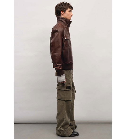 GROVE CORDUROY FLARE GREEN PANA