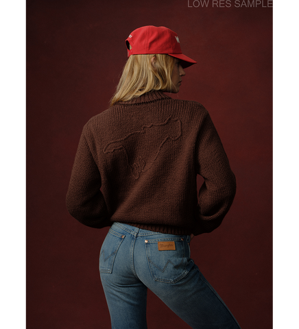 CHERRY LOS ANGELES X WRANGLER COTTON FRISE KNIT ZIP-UP BROWN