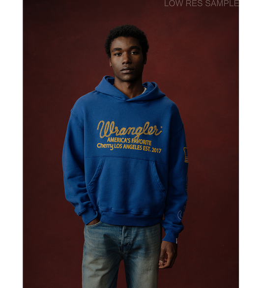 CHERRY LOS ANGELES X WRANGLER HOODIE ROYAL BLUE