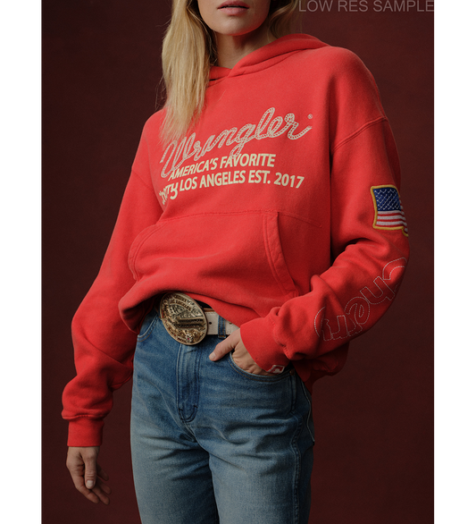 CHERRY LOS ANGELES X WRANGLER HOODIE RED