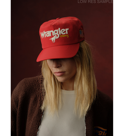 CHERRY LOS ANGELES X WRANGLER NYLON 5 PANEL HAT RED
