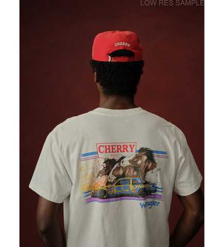 CHERRY LOS ANGELES X WRANGLER NYLON 5 PANEL HAT RED