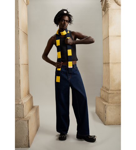 SKINNY SCARF YELLOW/NAVY
