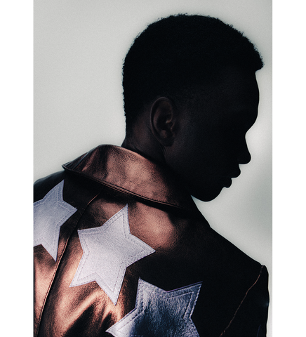 VINTAGE METALLIC PANELED LEATHER JACKET BROWN/LILAC