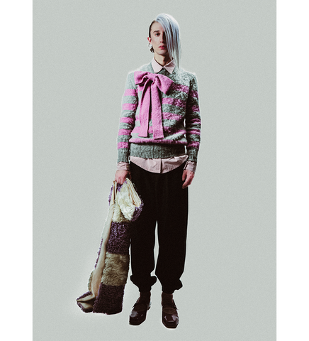 CLASSIC FRENCH KNITTED LONGSLEEVE JUMPER GREY/LILAC