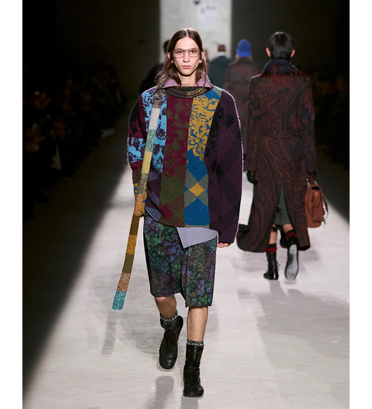 MATADI PATCHWORK WOOL SWEATER PURPLE