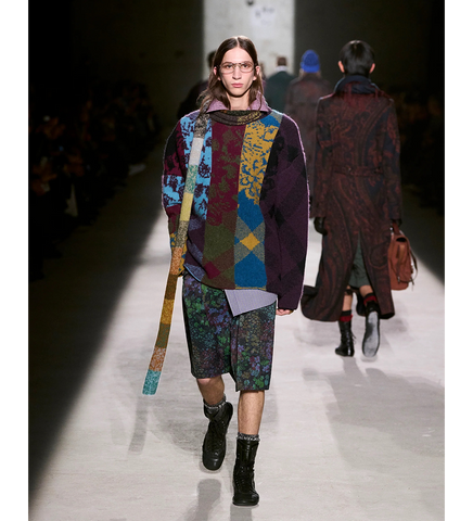 MATADI PATCHWORK WOOL SWEATER PURPLE