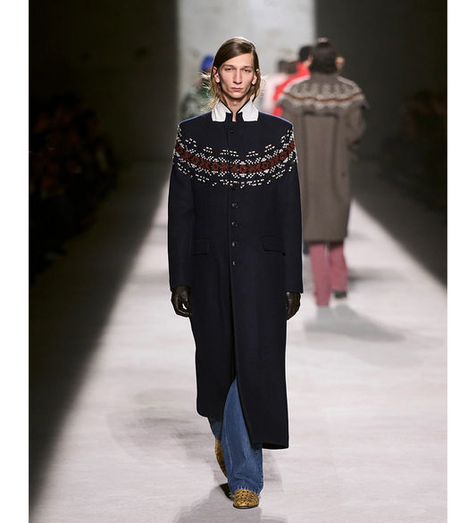 RALOR EMB LONG COAT NAVY