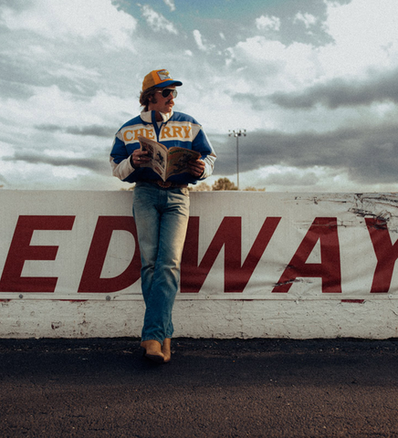 CHERRY LOS ANGELES X WRANGLER PIT CREW PUFFER RAYAL BLUE CREAM