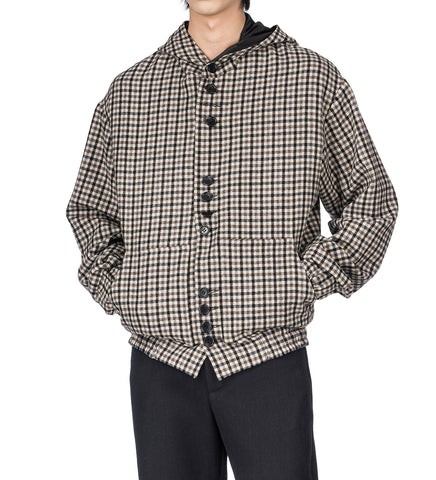 MULTI-BUTTONED HOODIE BLACK/BROWN/BEIGE