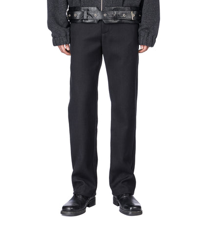 DOUBLE BELT BOOT CUT TROUSERS V1 BLACK