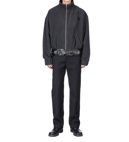 DOUBLE BELT BOOT CUT TROUSERS V1 BLACK