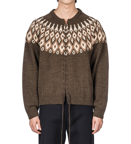 FAIR ISLE VIPER WOOL CARDIGAN BROWN