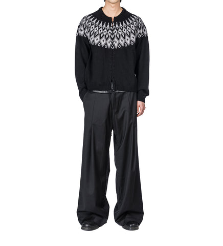 FAIR ISLE VIPER WOOL CARDIGAN BLACK