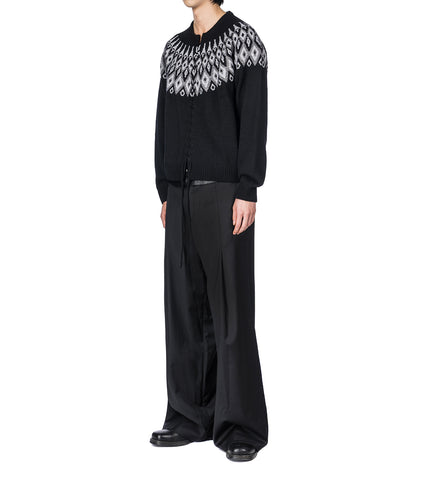 FAIR ISLE VIPER WOOL CARDIGAN BLACK