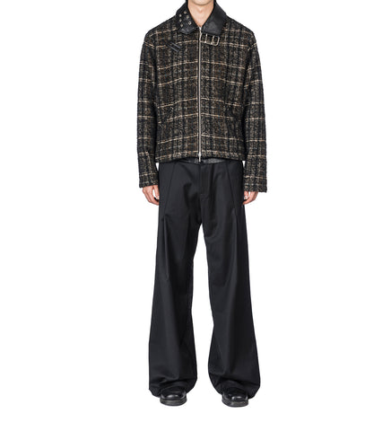 DETACHABLE COLLAR-BELT WOOL JACKET BLACK/BROWN/BEIGE/BLUE
