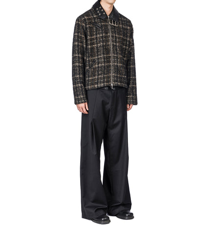 DETACHABLE COLLAR-BELT WOOL JACKET BLACK/BROWN/BEIGE/BLUE