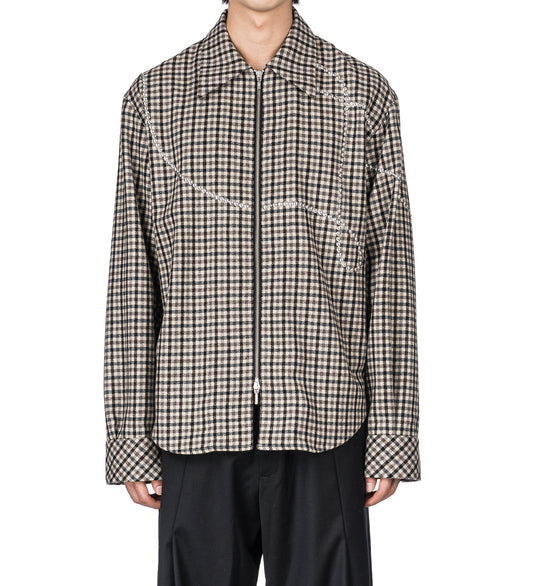 O'KEEFFE ZIP SHIRT BLACK,BROWN,BEIGE