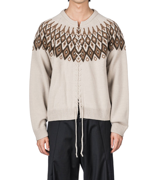 FAIR ISLE VIPER WOOL CARDIGAN BEIGE