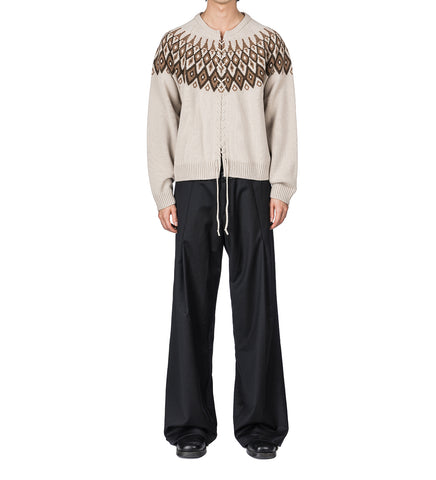 FAIR ISLE VIPER WOOL CARDIGAN BEIGE
