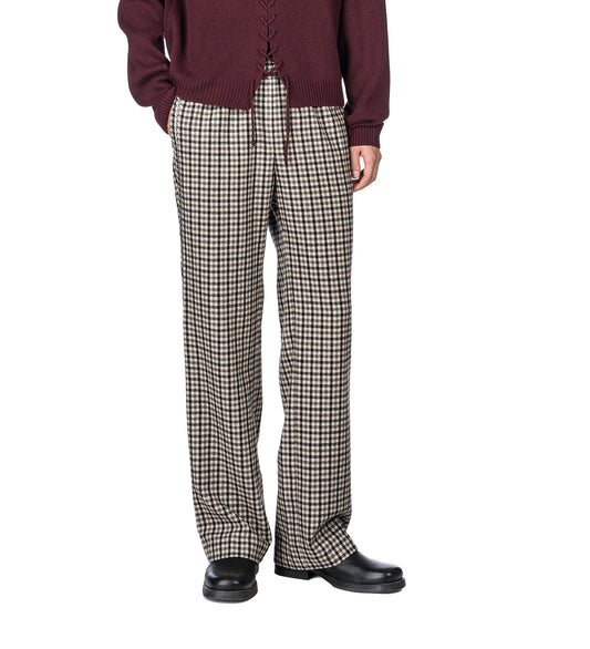 STUDDED BOOT-CUT TRACK PANTS CHECK