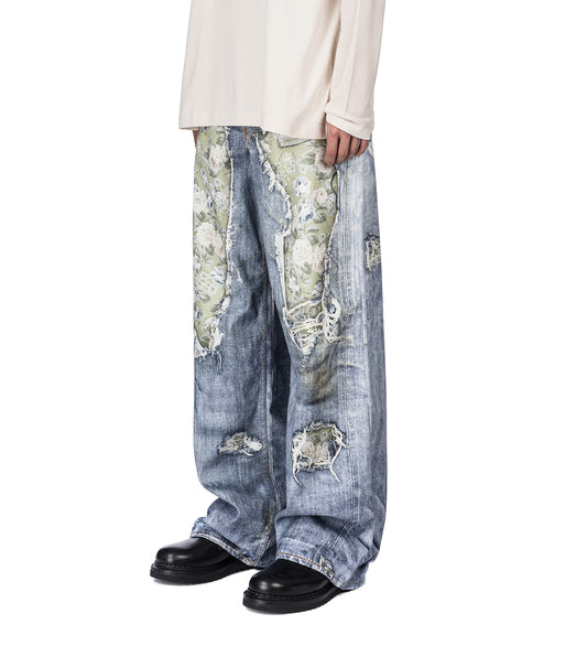 1981 U TLO DENIM ROSE PRINT MIDSUMMER BLUE/GREEN REGULAR