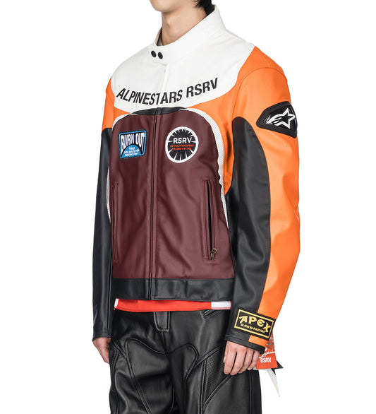 RACE CRAFT LEATHER JACKET BLACK RED ORANGE