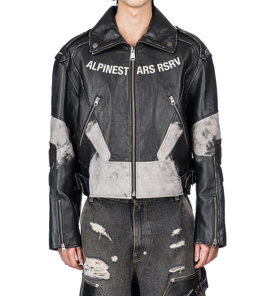 CLUBBER LEATHER JACKET BLACK ICE GRAY