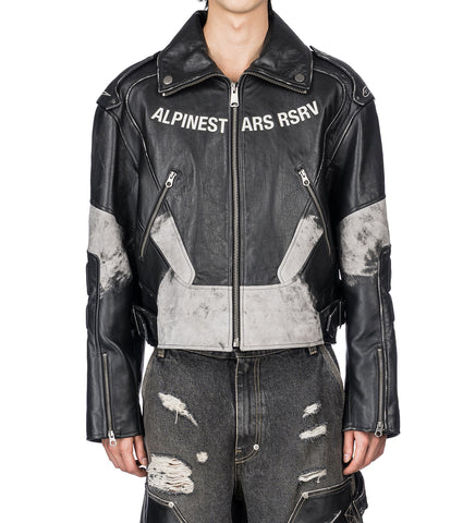 CLUBBER LEATHER JACKET BLACK ICE GRAY