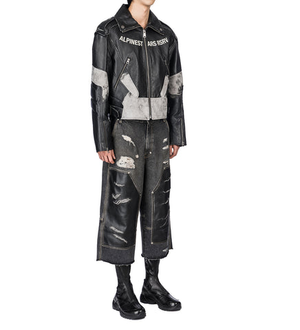 CLUBBER LEATHER JACKET BLACK ICE GRAY