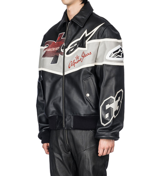 VARSITY LEATHER JACKET BLACK