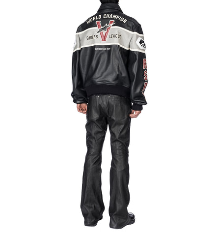 VARSITY LEATHER JACKET BLACK