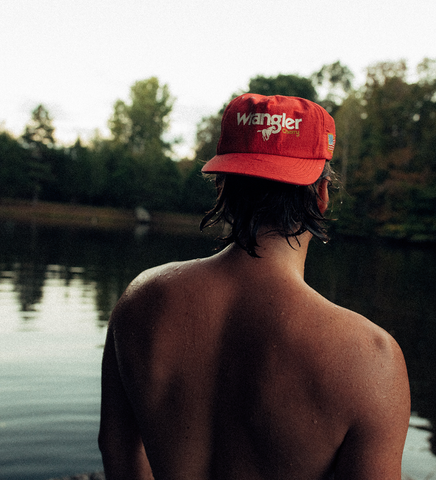 CHERRY LOS ANGELES X WRANGLER NYLON 5 PANEL HAT RED