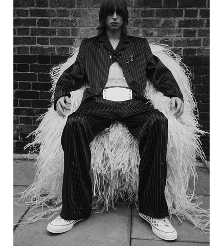 PLEATED STRAIGHT TROUSERS BROWN/GOLD