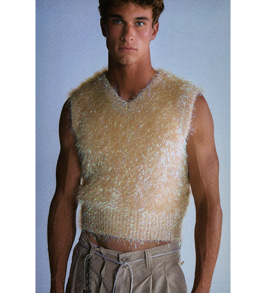 PSYCHE SLEEVELESS SWEATER BEIGE