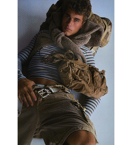 STRIPED LONG SLEEVE T-SHIRT BROWN