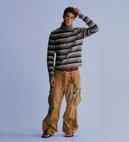 STRIPED TURTLENECK WHITE/BLACK/BROWN