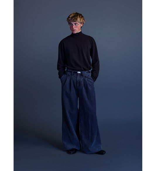 PLEATED JEANS BLUE