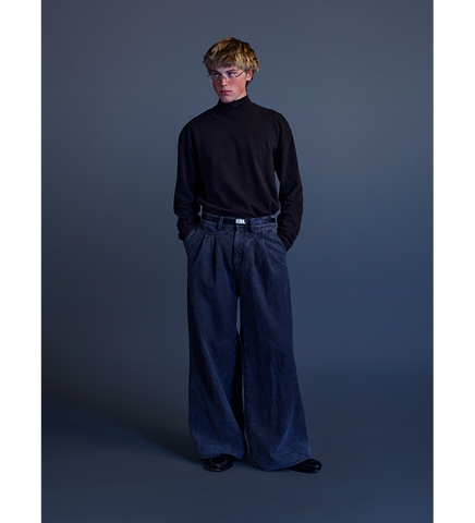 PLEATED JEANS BLUE