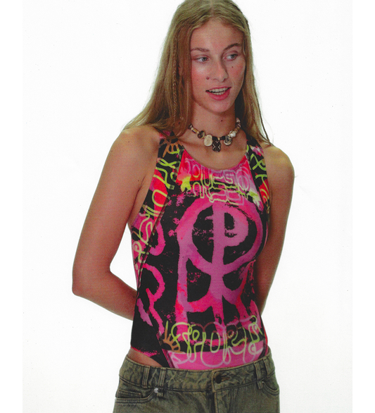 PRINTED ONE PIECE SWIMSUIT NEON PINK